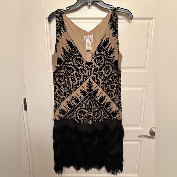 Max Studio Tan and Black Patterned Mini Dress - Picture 1 of 6